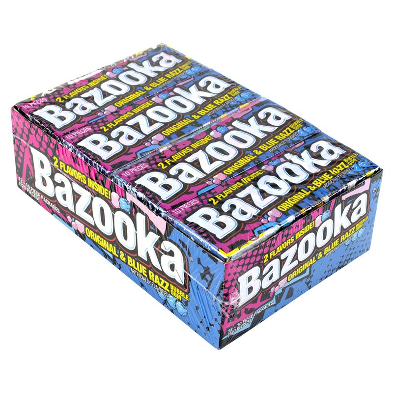 19637 - Bazooka Original & Blue Razz Bubble Gum - 12/10Pcs - BOX: 12 Pkg