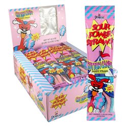 12905 - Sour Power Straws Cotton Candy - 24ct - BOX: 12 Pkg