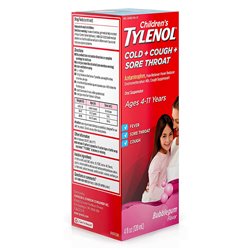 19825 - Tylenol Children's Cold+Cough + Sore Throat, Bubblegum - 4 fl. oz. - BOX: 36 Units
