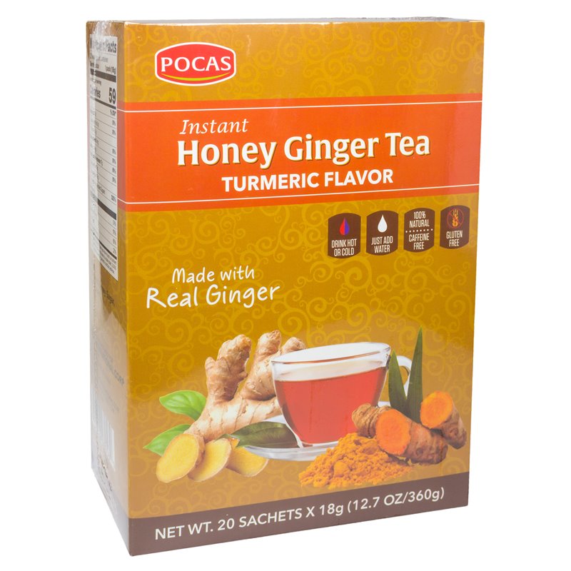 19698 - Pocas Honey Ginger Tea, Turmeric Flavor - 20 Bags - BOX: 24 Pkg