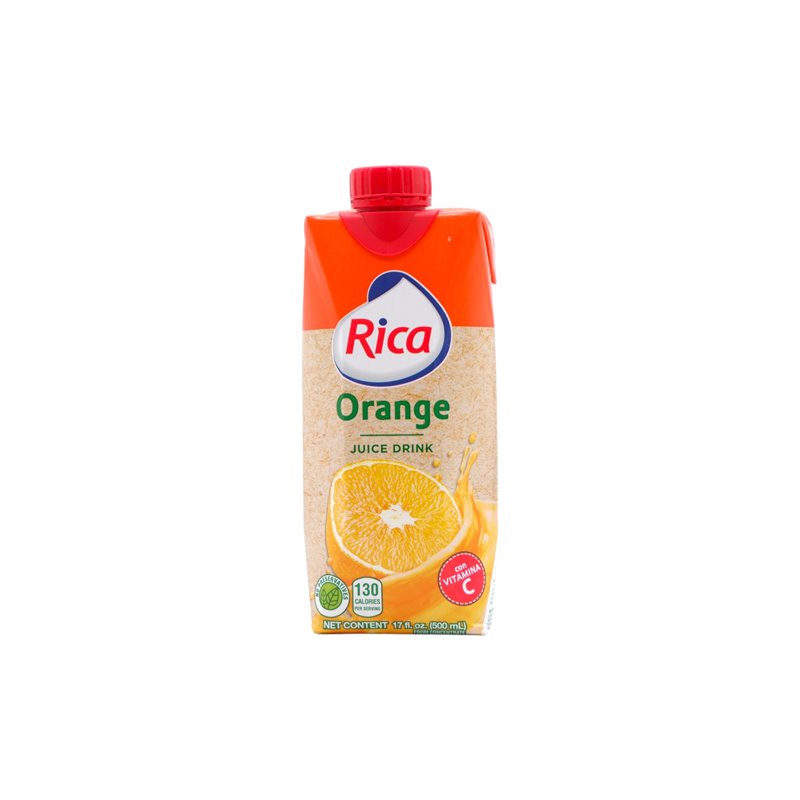 19766 - Rica Juice Orange - 17 fl. oz. 1/2 litro (Pack of 18) - BOX: 18 Units