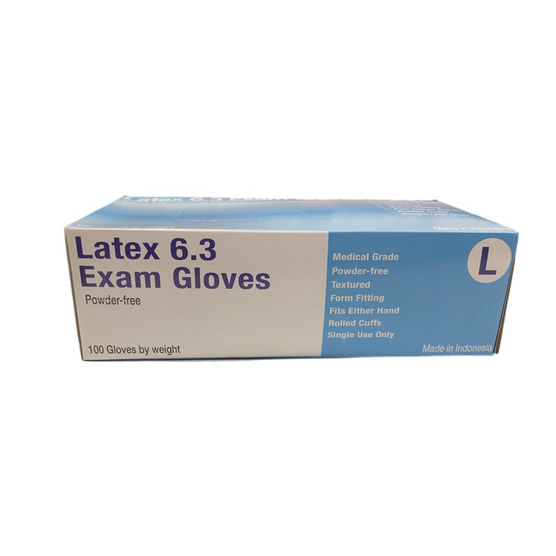 20344 - Latex Gloves Powder Free, Large - 100 Pieces - BOX: 10 Pkg
