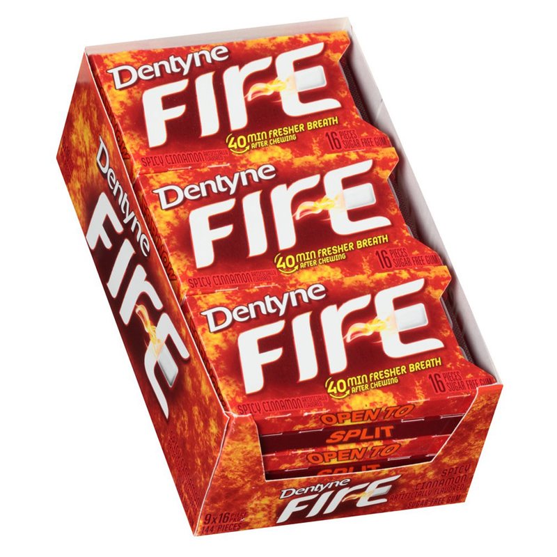 20496 - Dentyne Fire Spicy Cinnamon - 9/16 Pcs - BOX: 18 Pkg