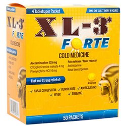 20653 - XL-3 Cold Forte Medicine 4 Tablets Per Packet ( Gold ) - 50 Packets - BOX: 12 Units