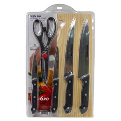 20964 - Wee's Beyond, 6 Pieces Knife Set With Chopping Board 5928-2 - BOX: 24