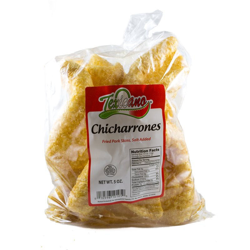 15438 - Texicano Chicharrones ( Fried Pork Skins ) - 5 oz. - BOX: 12 Units