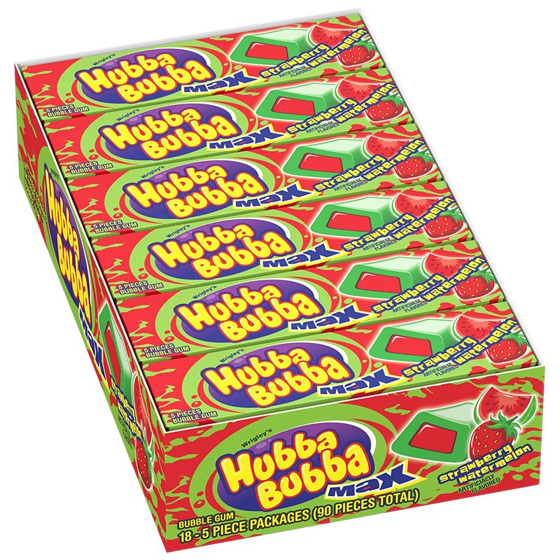 21031 - Hubba Bubble Max Strawberry Watermelon - 18/5 Pieces - BOX: 8 Pkg