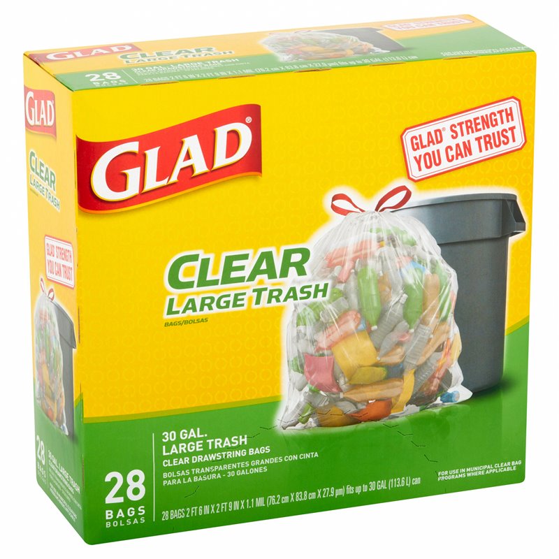 15570 - Glad Recycling Trash Bag ( Clear ), 30 Gal - 28 Bags (Case of 4) - BOX: 4 Pkg