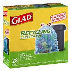 15571 - Glad Recycling Trash Bag ( Blue ), 30 Gal - 28 Bags (Case of 4) - BOX: 4 Pkgs