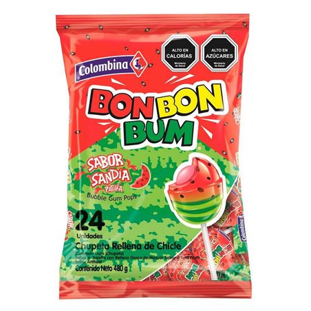 21224 - Colombina Bon Bon Bum Watermelon - 24 Count - BOX: 15 Pkg