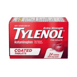 24753 - Tylenol Extra Strength Coated Tablets 500mg - 24 Caps - BOX: 