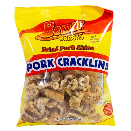 21295 - Bemar Fried Pork Cracklins Skins - 3/3.5 oz. - BOX: 24 Units