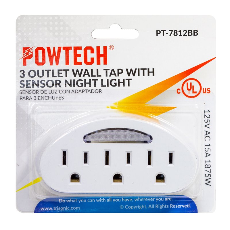 21299 - Powtech 3 Outlet Wall Tap With Sensor Night Light( PT-7812BB ) - BOX: 24 Units
