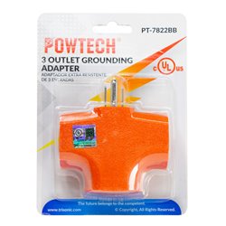 21401 - 3 Outlet Grounding Adapter Orange PT-7822BB - BOX: 24