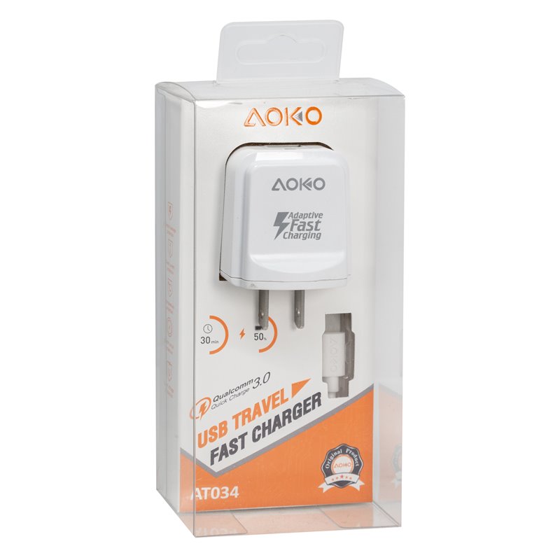 21410 - Galaxy Type C Charge AT034 2 USB Port 2.4 A Adapter + USB Cable - BOX: 
