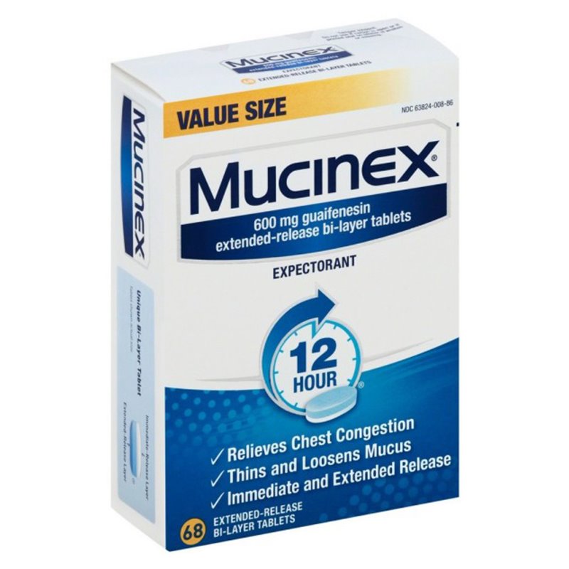 21576 - Mucinex Expectorant 68 Tablets -600mg Guaifenesin - BOX: 