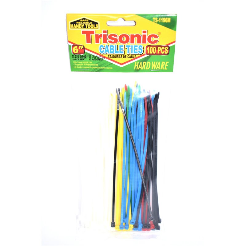 22112 - Trisonic Cable Ties 6" - 100 pcs ( TS-1196C ) - BOX: 50 / 100 Pkg