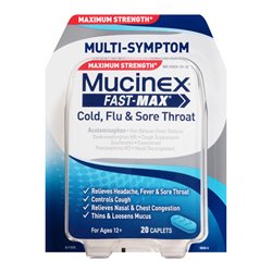 22190 - Mucinex Cold , Flu & Sore Throat  - 20 Caplets - BOX: 