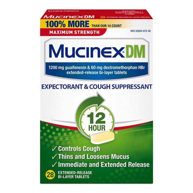 22195 - Mucinex DM Expectorant & Cough Suppressant  - 28 Tablets - BOX: 