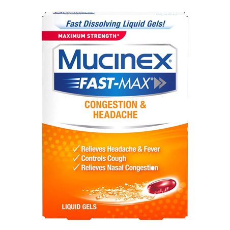 22196 - Mucinex Fast-Max Congestion & Headache- 16 Liq Gel - BOX: 