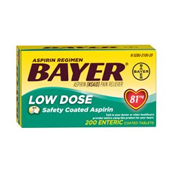 22592 - Bayer Aspirin 81mg Low Dose - 200 Tabs - BOX: 