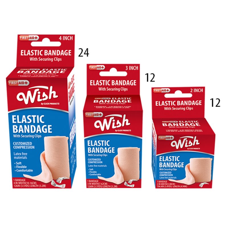 22892 - Wish Elastic Bandage Assorted Sizes - BOX: 48 Units