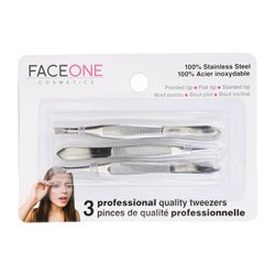 22906 - FaceOne Tweezers Card - 3 Pack - BOX: 24 / 96 Units