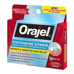 22820 - Orajel Toothache Strips 8 ct - BOX: 