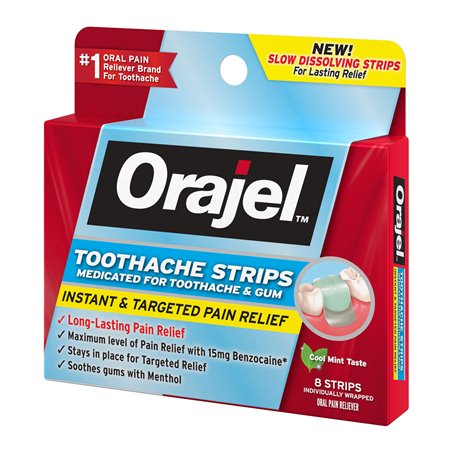 22820 - Orajel Toothache Strips 8 ct - BOX: 