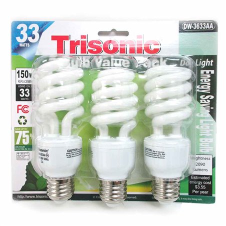 23094 - Trisonic Energy Saving Light Bulb 33W/3pk  ( DW-3633AA ) - BOX: 24 Units
