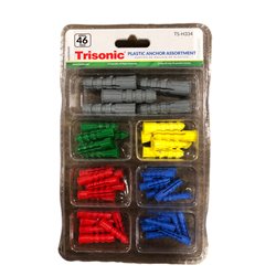 23163 - Trisonic Plastic Anchor Assortment (TS-H334) - BOX: 24 Pkg