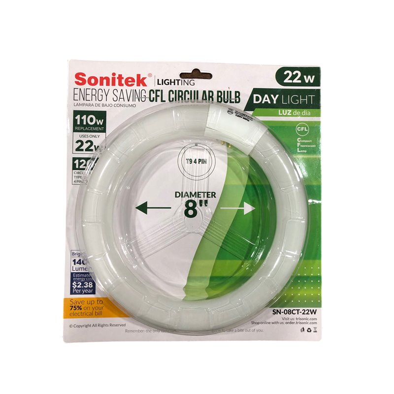23171 - Sonitek Energy Saving Circular Bulb 22W ( SN-08CT-22W ) - BOX: 6 Units