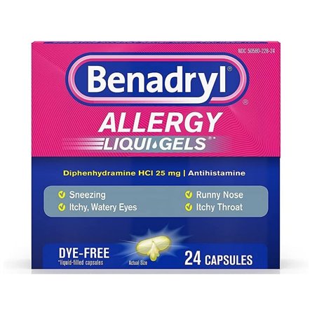 23183 - Benadryl Allergy Liqui Gel 25mg - 24 Tablets - BOX: 12 Units