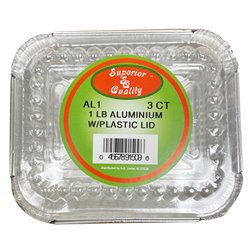 23054 - 1 Lb. Aluminum W/ Plastic Lid - 3 Count - BOX: 48 Pkg