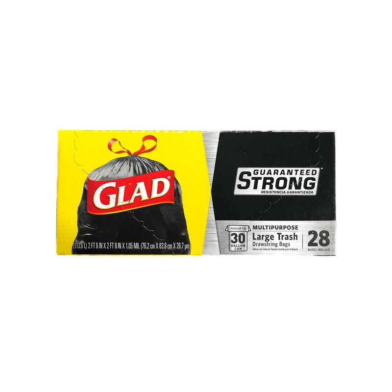 23362 - Glad Drawstrings Trash Bag, 30 Gal - 28 Bags (Case of 6) - BOX: 6