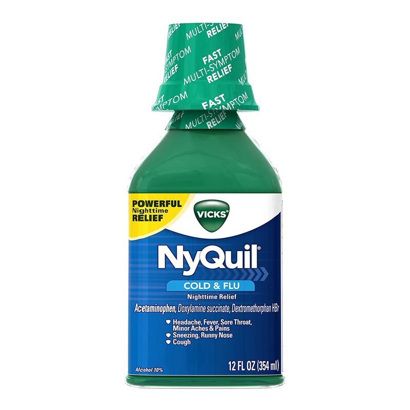 23433 - Nyquil Liquid Cold & Flu ( Green Cap ) - 12 fl. oz. - BOX: 12