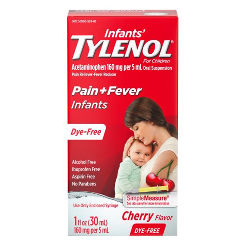 23695 - Tylenol Infants' Drops Pain+ Fever, Cherry - 1 fl. oz. - BOX: 