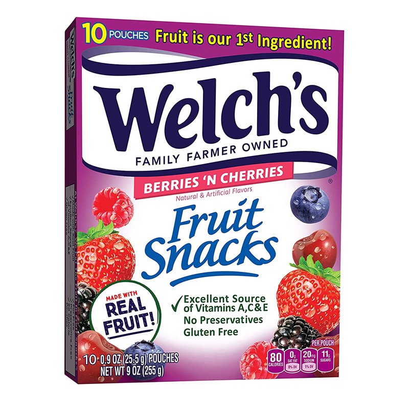 23947 - Welch's Fruit Snacks Berries Cherries 9 oz - BOX: 8 Pkg