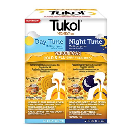 23980 - Tukol Adult Day/Nigth Time Cold & Flu (Miel Multi Sintoma) - 4 fl. oz. - BOX: 6/2 Pack
