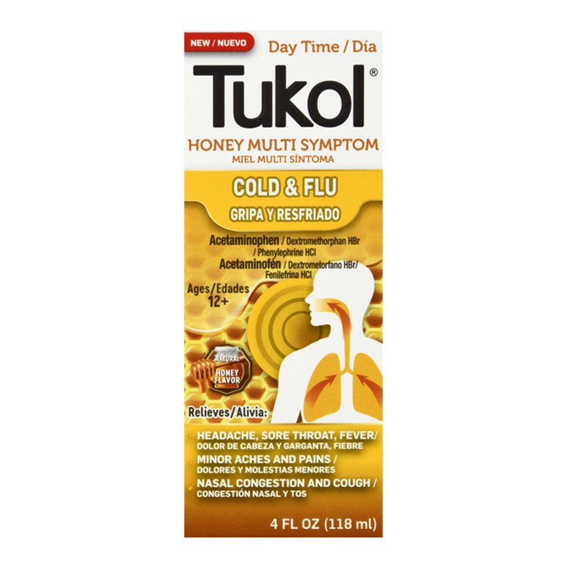 23829 - Tukol Adult Day Time Cold & Flu (Miel Multi Sintoma) - 4 fl. oz. - BOX: 12 Units