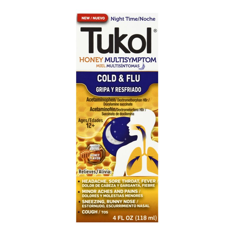 23840 - Tukol Adult Nigth Time Cold & Flu (Miel Multi Sintoma) - 4 fl. oz. - BOX: 12 Units