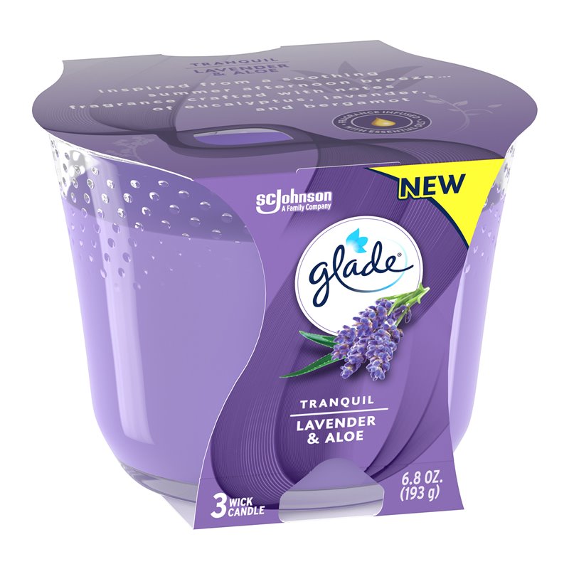 24146 - Glade Candle Tranquil Lavender And Aloe  (02843) - 3.4 oz - BOX: 6 Units