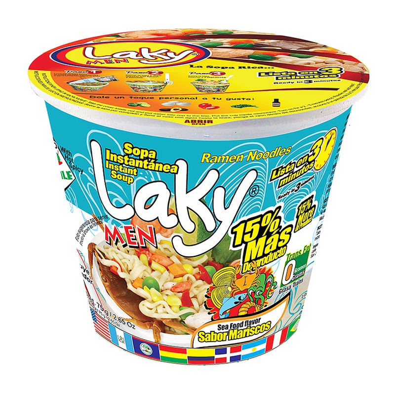 24178 - Laky Men Noodle Soup, Seafood ( Marisco ) - 75g ( 12 Pack ) - BOX: 12