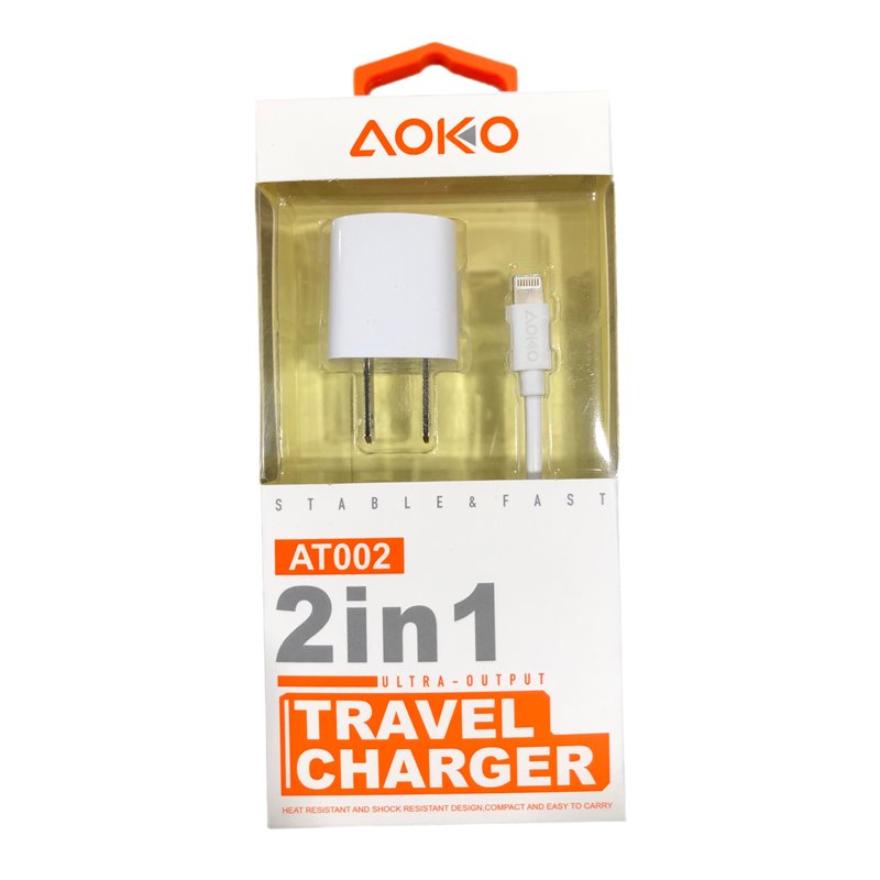 24109 - Aoko Iphone 2 in 1 Travel Charger ( At002 ) - BOX: 