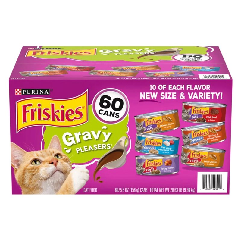 24541 - Friskies Gravy Pleasers Variety Pack, 5.5 oz. - (60 Cans) - BOX: 60
