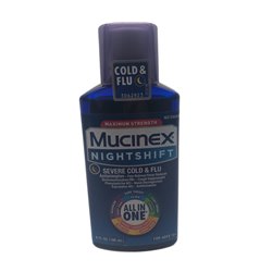 25122 - Mucinex  Night Time , Severe Cold & Flu - 6 fl. oz.
Blue - BOX: 12