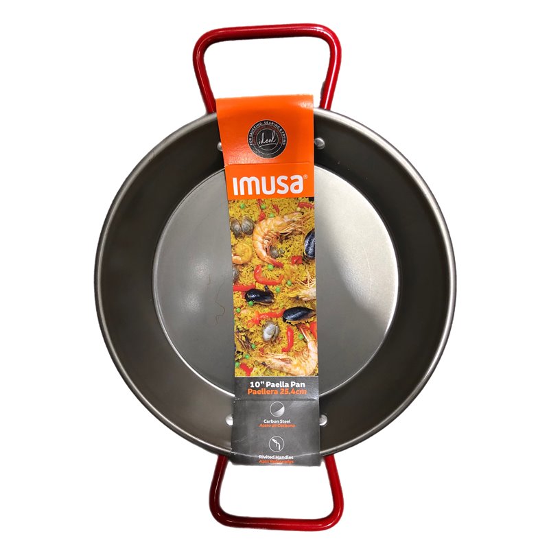 25312 - Imusa Paella Pan 10'' with Red Handle - BOX: 4 Units