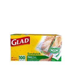 25408 - Glad Sandwich Zipper Bags, 100 Bags - (Case of 12) - BOX: 12pk