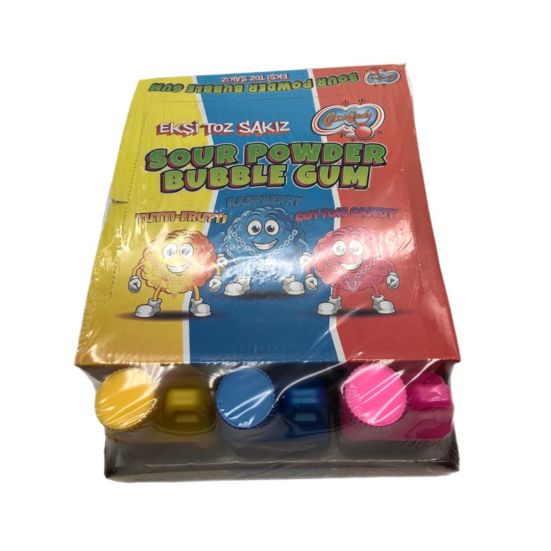 26554 - Cocco Candy Sour Powder Bubble Gum Cotton Candy - 18ct - BOX: 12 Pkg