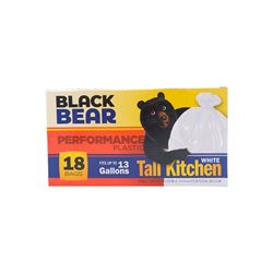 26084 - Black Bear  Tall Kitchen Bag White , 13 Gal - 18 Bags (Case of 24) - BOX: 24